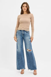 RISEN Tummy Control Mid Rise Fit Wide Jeans on Simply Obsessed