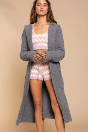 POL Berber fleece Tie Front Robe with Pockets on Simply Obsessed