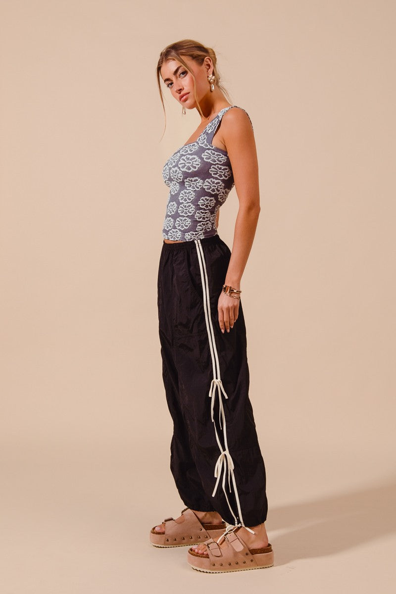 SO ME Loose Fit Jogger Pants With Double Lined Side Detail on Simply Obsessed