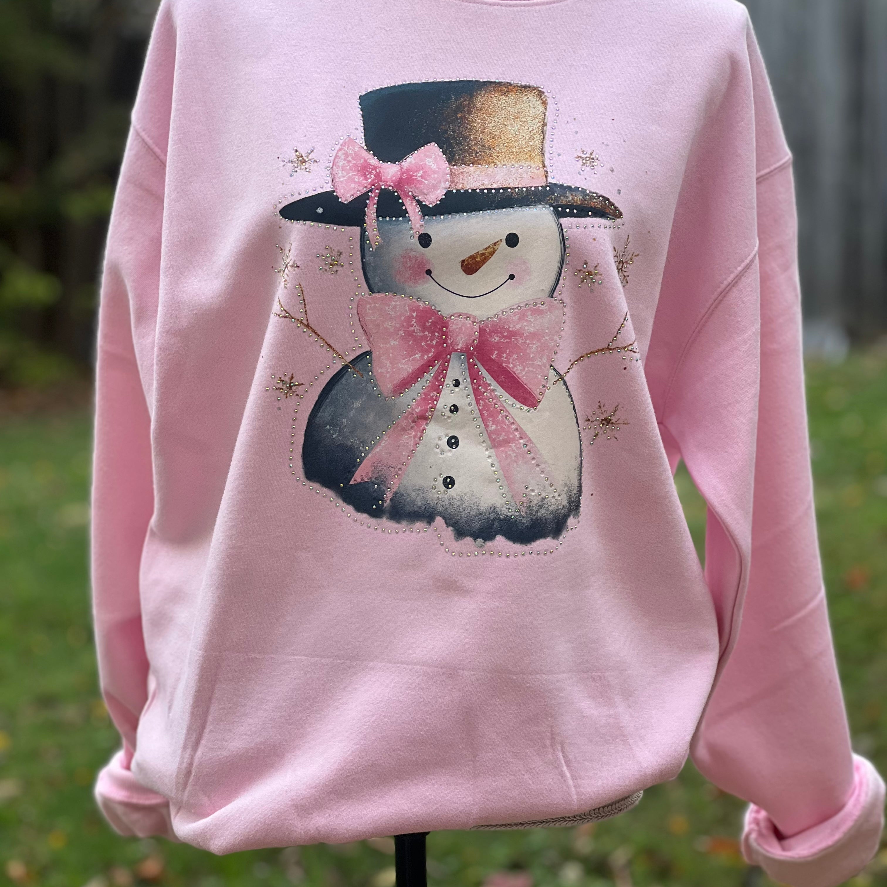 MALIBU HIPPIE Crystal Bow Snowman Sweatshirt on Simply Obsessed