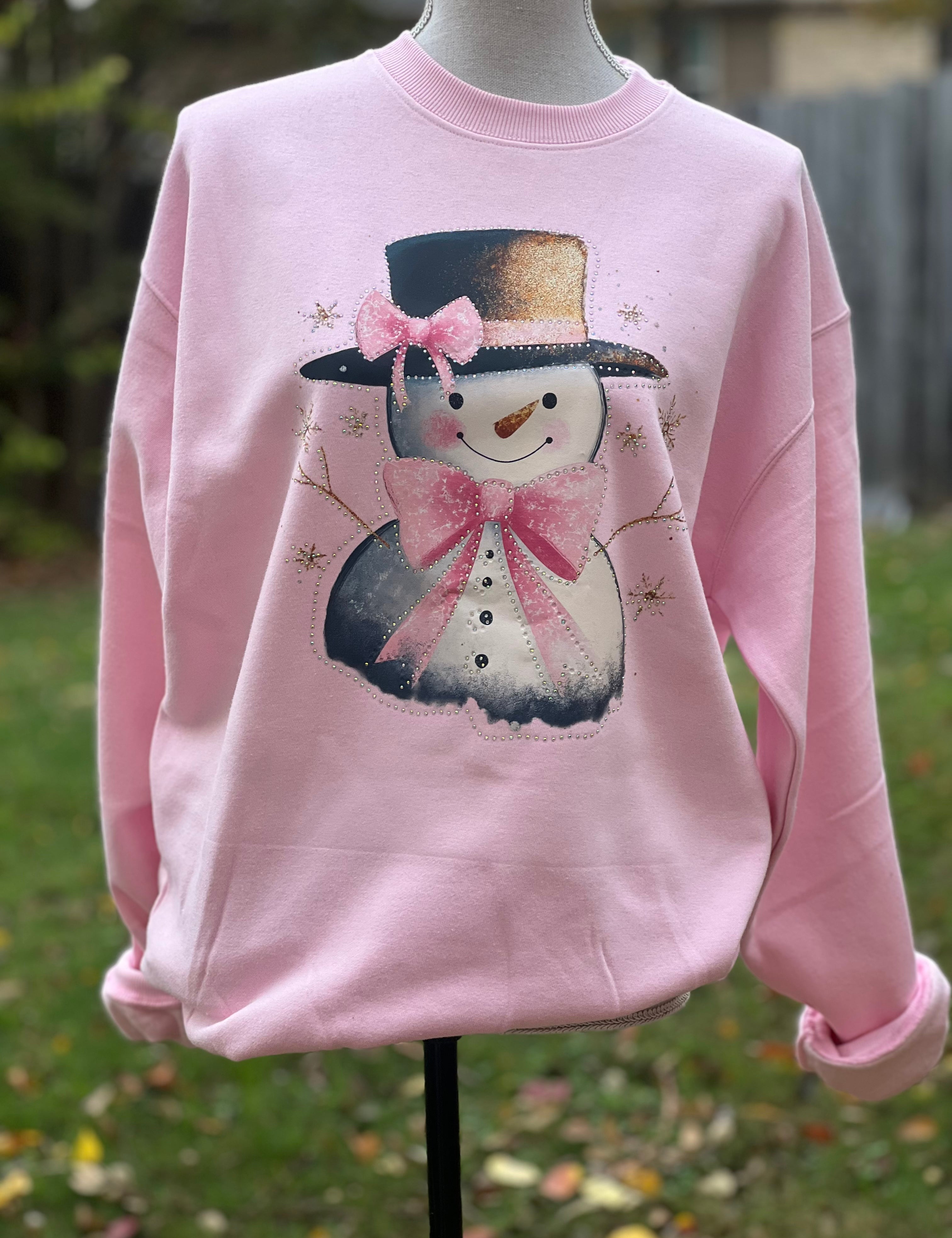 MALIBU HIPPIE Crystal Bow Snowman Sweatshirt on Simply Obsessed