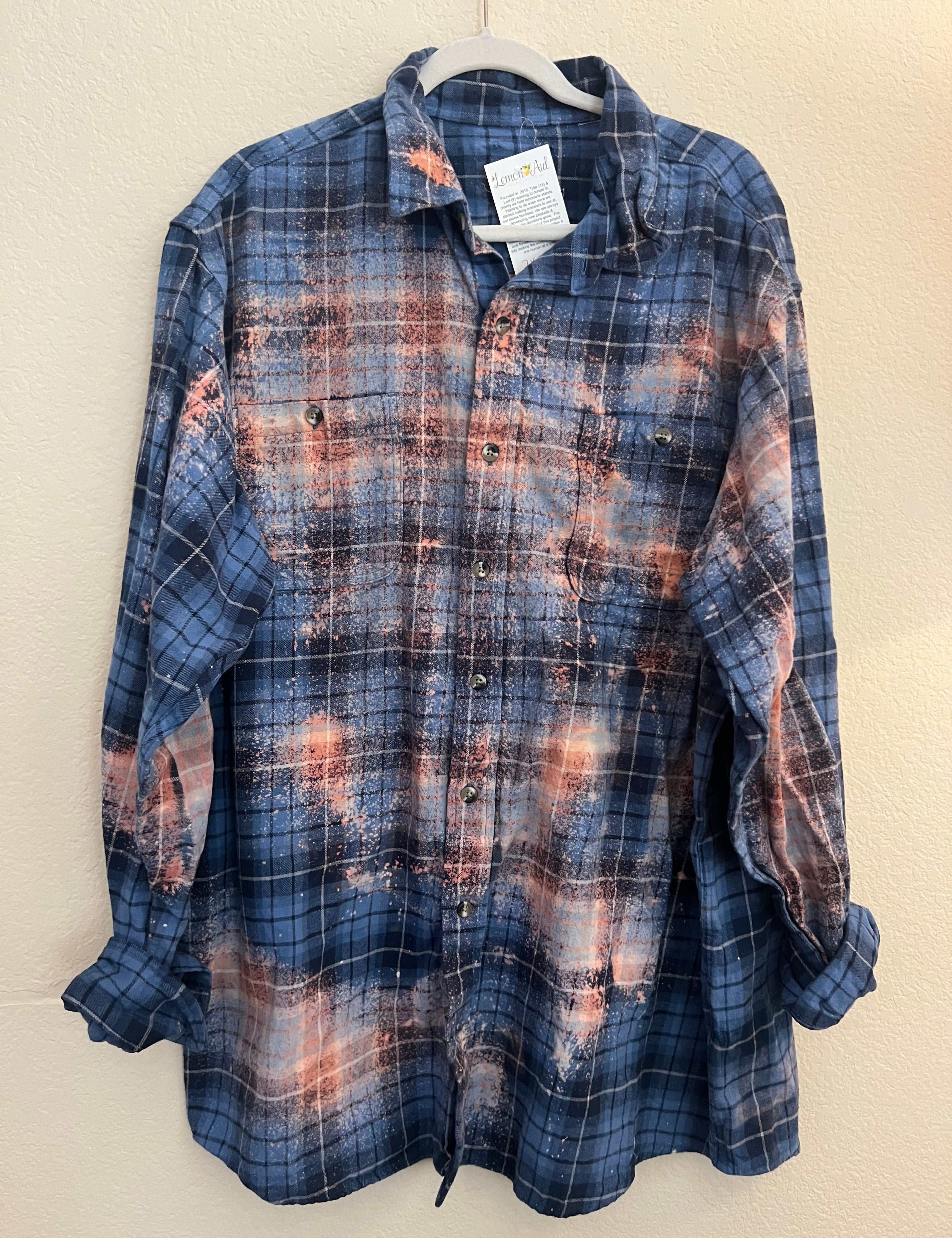 Malibu Hippie #208 2XL Bleached Blue Flannel on Simply Obsessed