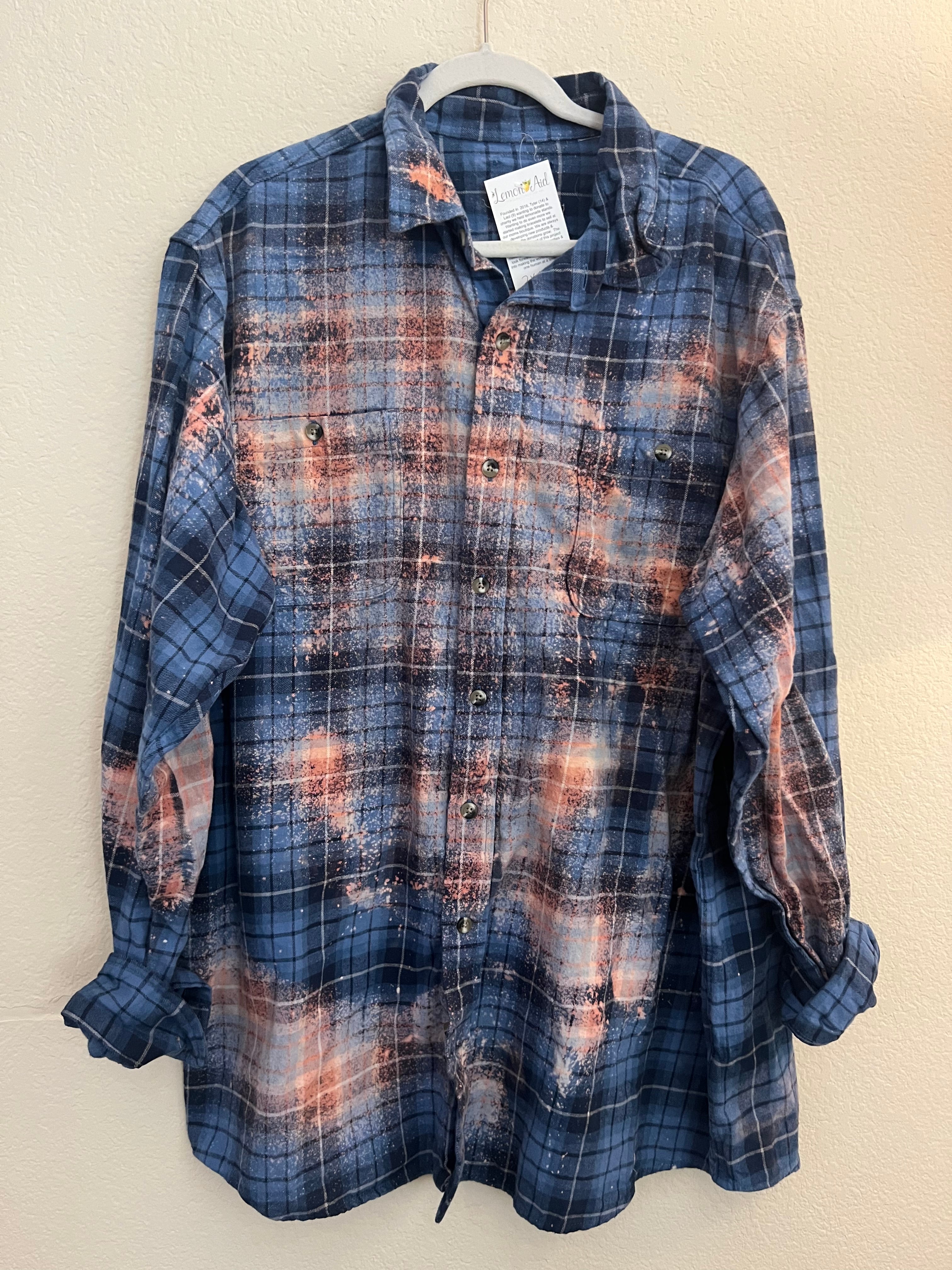 Malibu Hippie #208 2XL Bleached Blue Flannel on Simply Obsessed