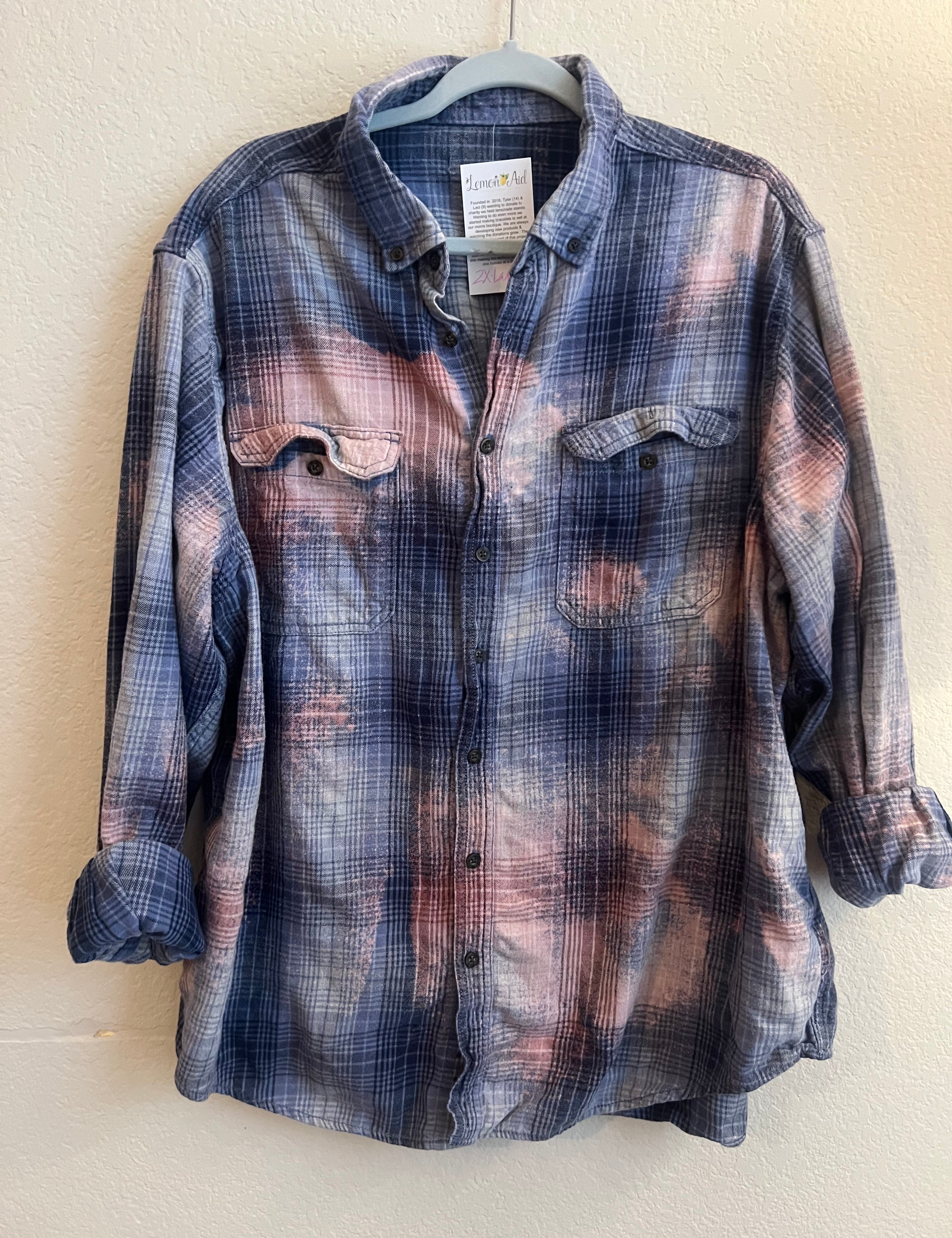Malibu Hippie #204 2XL Bleached Blue Flannel on Simply Obsessed