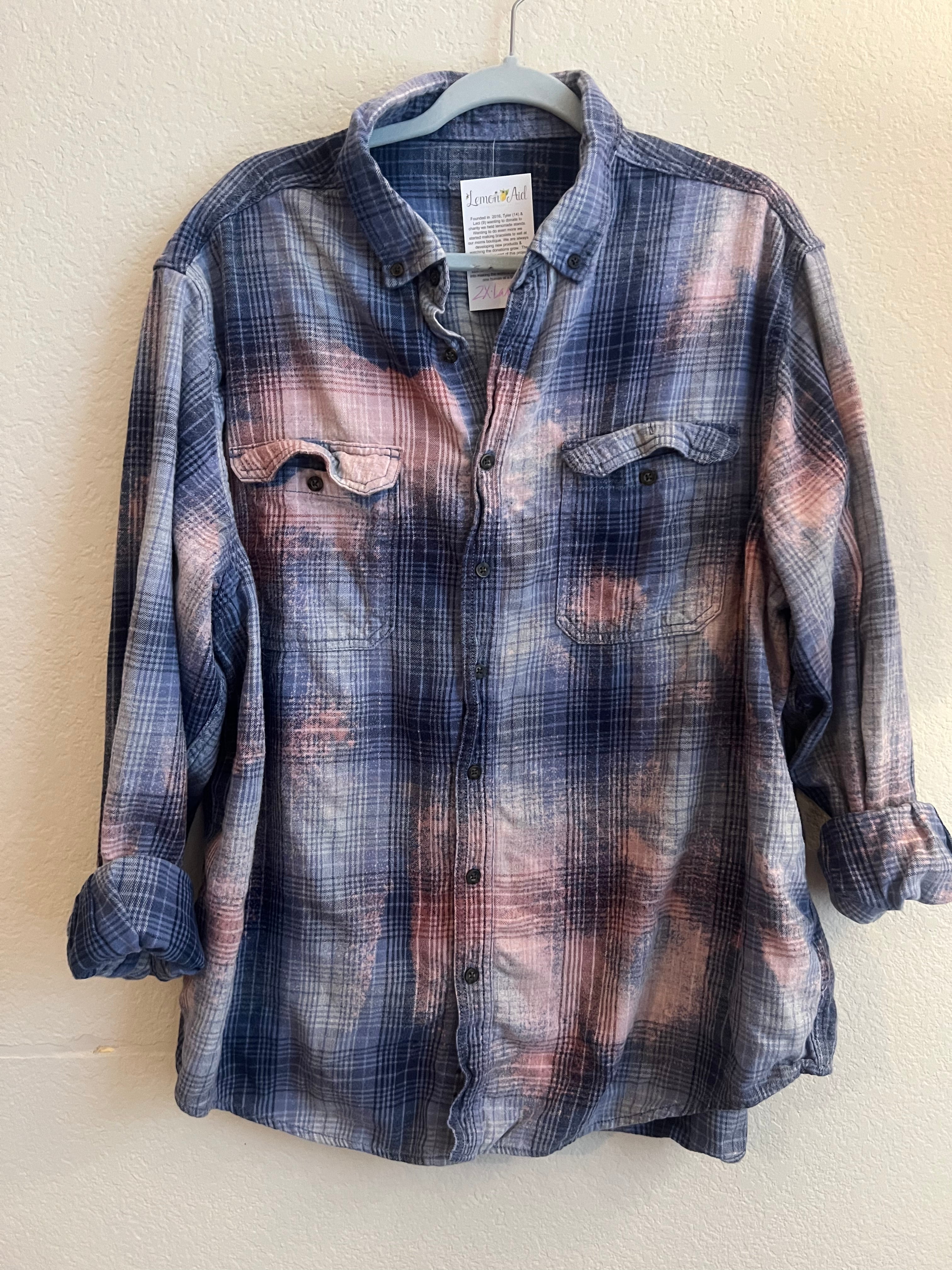Malibu Hippie #204 2XL Bleached Blue Flannel on Simply Obsessed