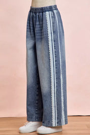 BIBI Washed Lace Contrast Sided Jeans on Simply Obsessed