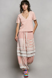 POL Floral V-Neck Short Sleeve Rib T-Shirt on Simply Obsessed