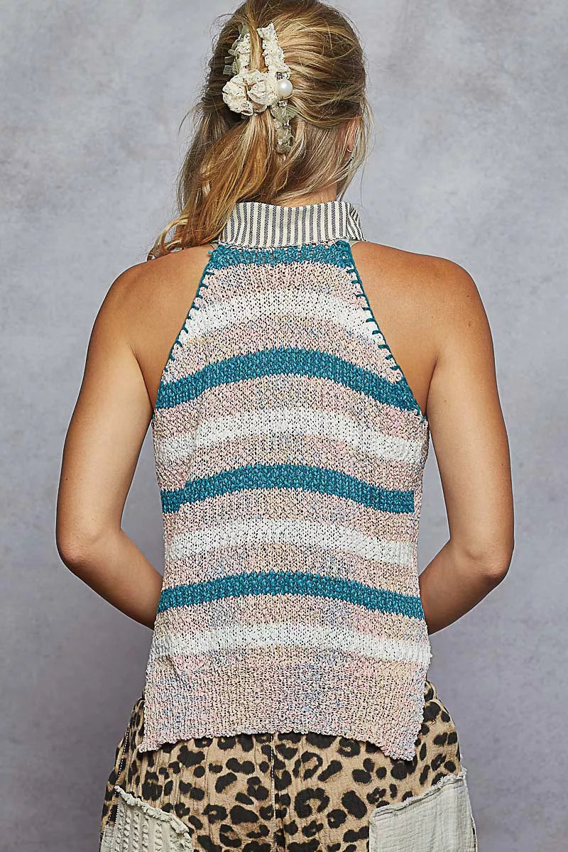 POL Striped Collar Sweater Vest on Simply Obsessed