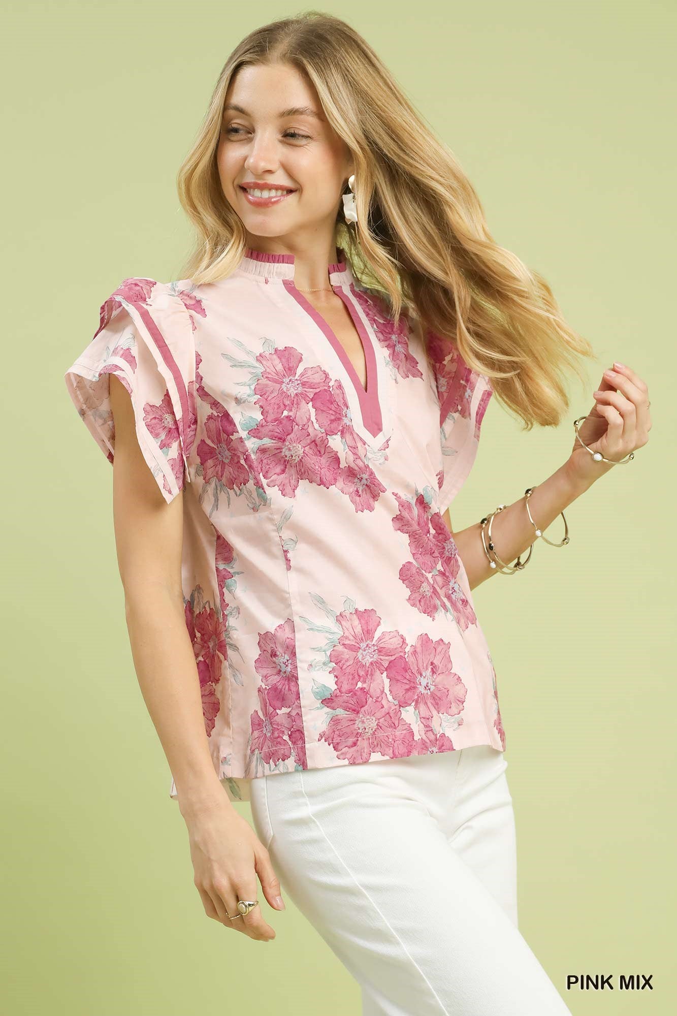 UMGEE Mix Floral Ruffle Sleeve Blouse **DEBUT SALE** on Simply Obsessed