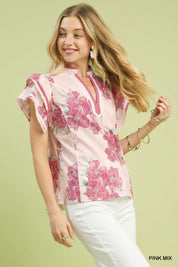 UMGEE Mix Floral Ruffle Sleeve Blouse **DEBUT SALE** on Simply Obsessed