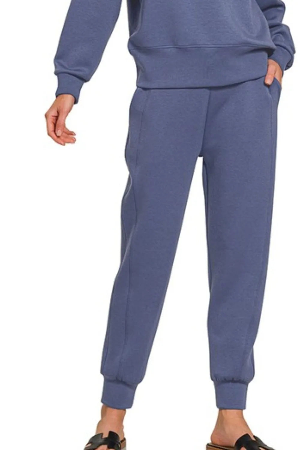 ZENANA Scuba Crewneck Pullover & Joggers 2 Pieces Set on Simply Obsessed