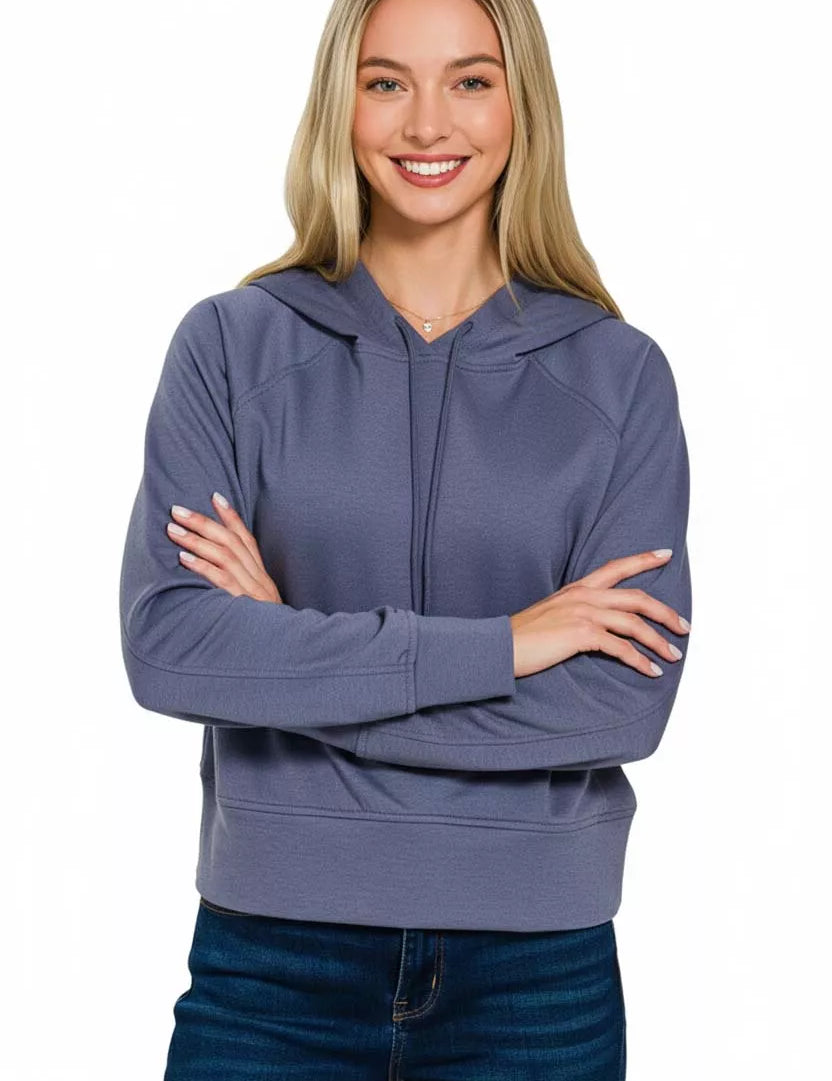 ZENANA Drawstring Scuba Hoodie on Simply Obsessed