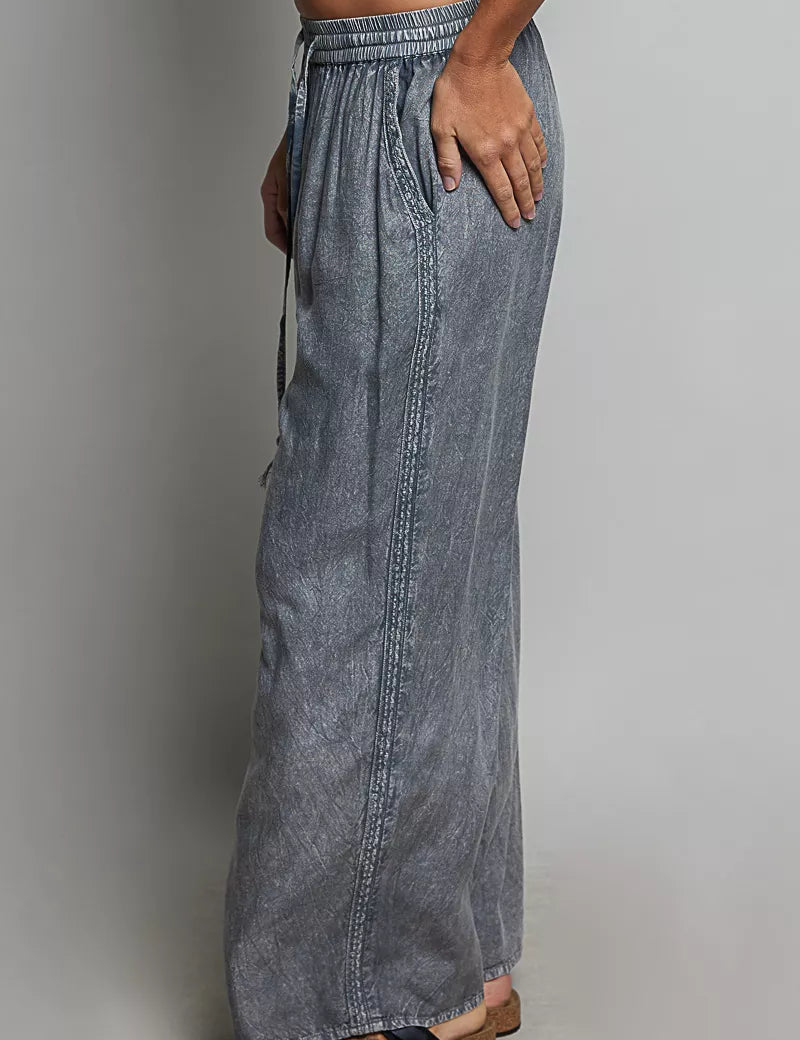 POL Tassel Drawstring Embroidered Wide Leg Woven Pants **FALL DEBUT SALE** on Simply Obsessed