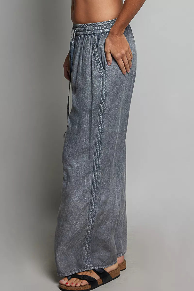 POL Tassel Drawstring Embroidered Wide Leg Woven Pants **FALL DEBUT SALE** on Simply Obsessed