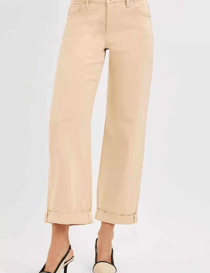 RISEN Tummy Control Mid Rise Ankle Barrel Relaxed Baggy on Simply Obsessed