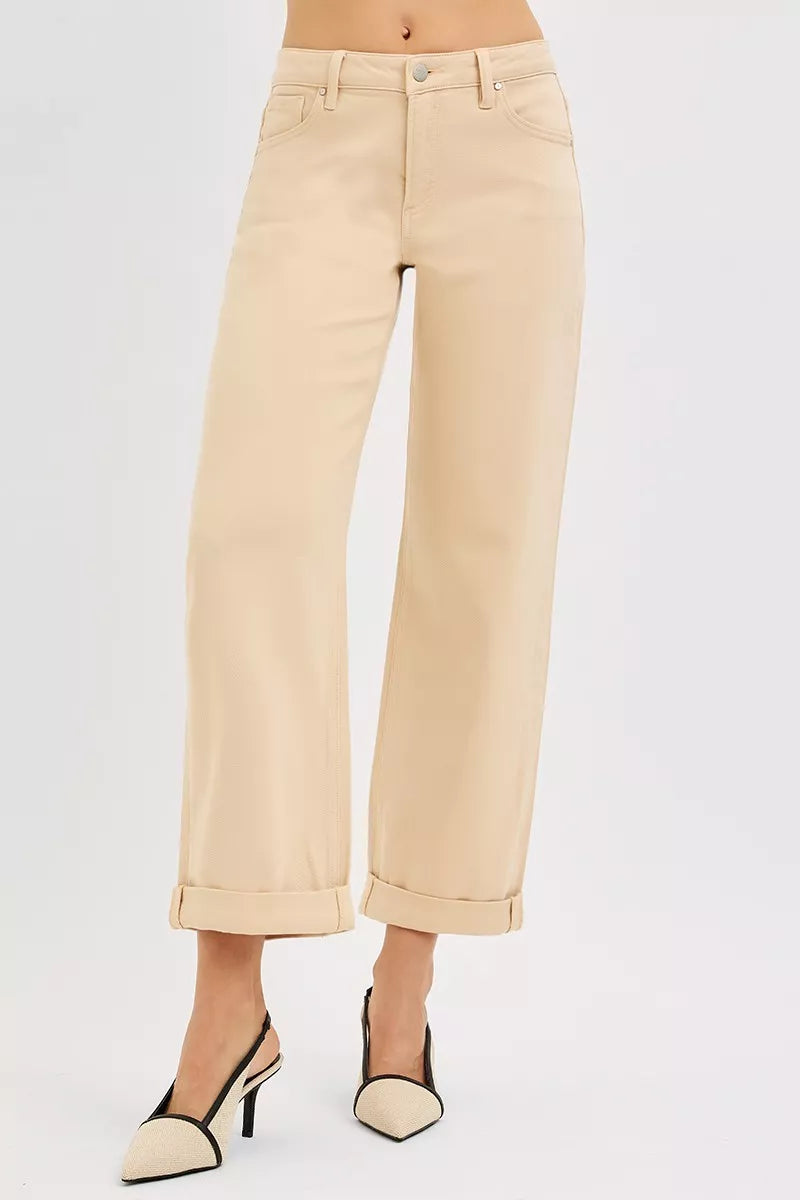 RISEN Tummy Control Mid Rise Ankle Barrel Relaxed Baggy on Simply Obsessed