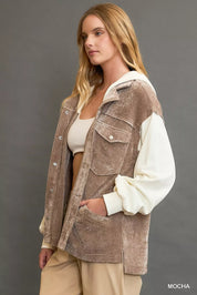 UMGEE Contrast Hooded Chenille Jacket on Simply Obsessed