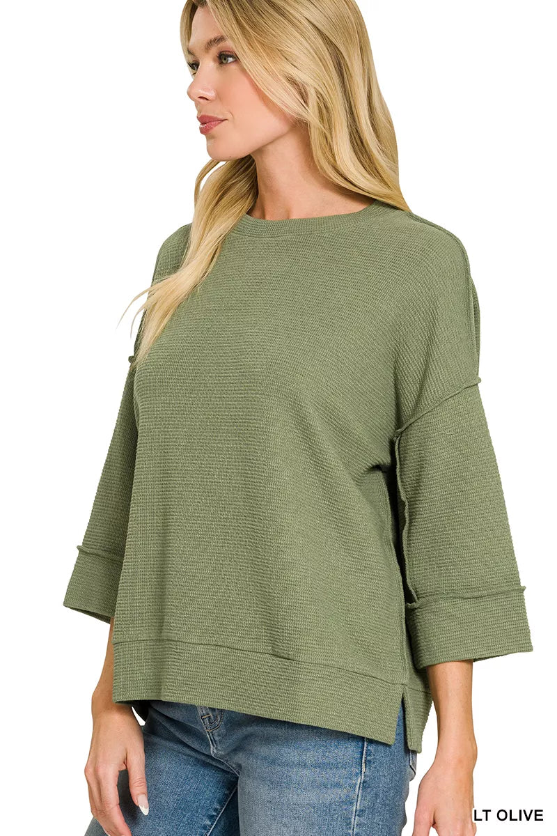 ZENANA Double Knit 3/4 Sleeve Top on Simply Obsessed