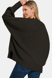 Zenana Side Slit Oversize Sweater on Simply Obsessed