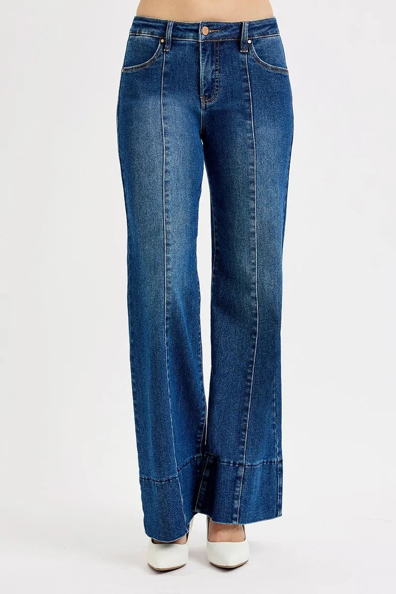 RISEN Full Size Tummy Control Mid Rise Ankle Wide Flare Jeans Plus Size on Simply Obsessed