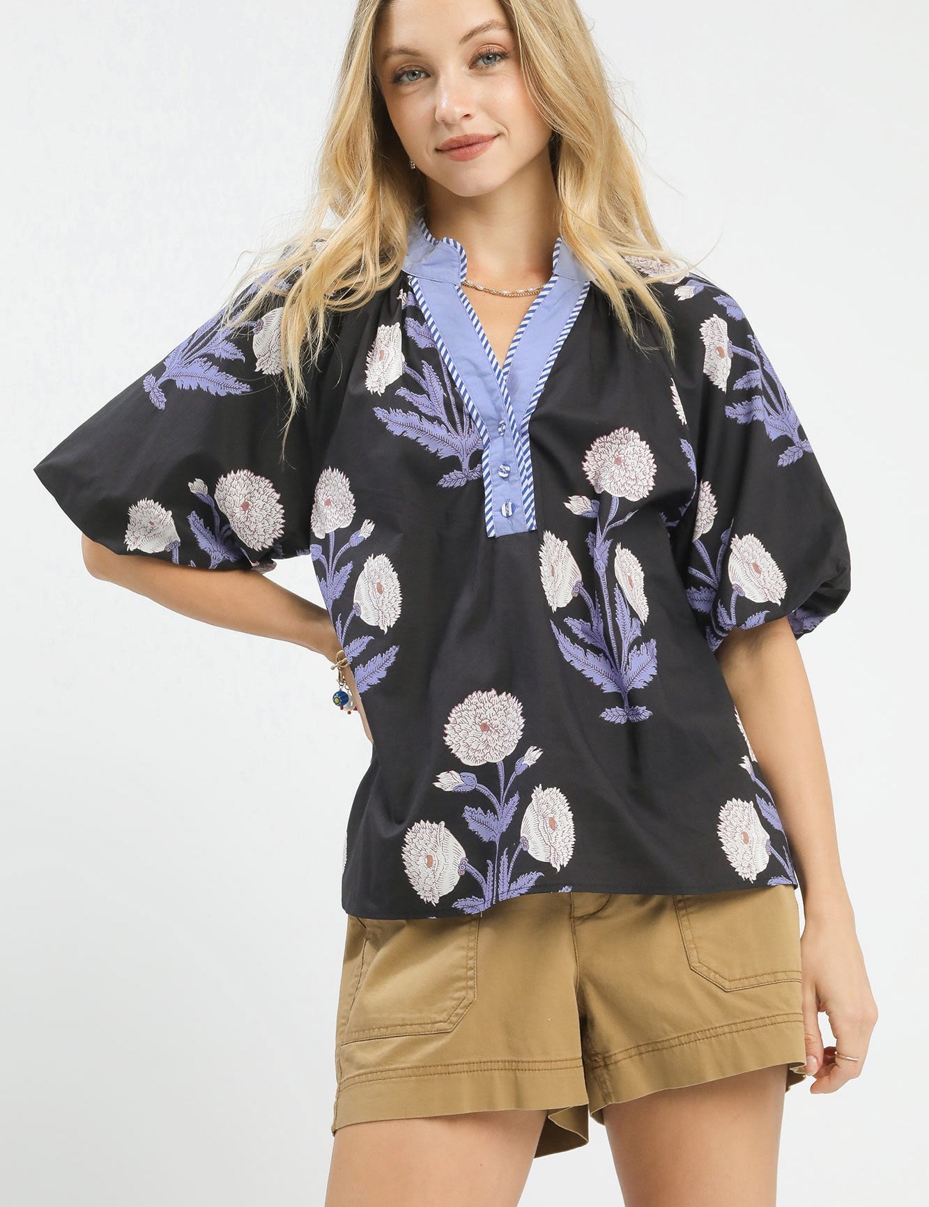 UMGEE Floral Print V-Neck Top **DEBUT SALE** on Simply Obsessed
