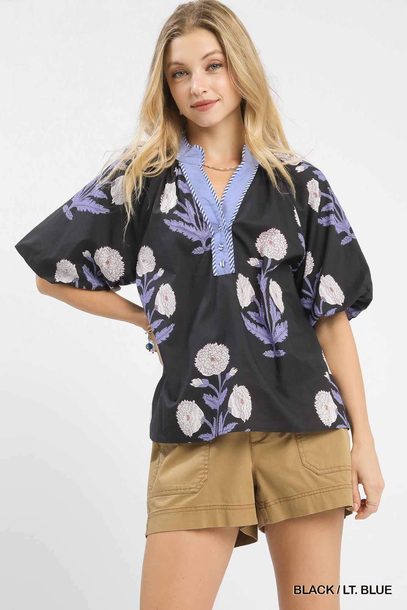 UMGEE Floral Print V-Neck Top **DEBUT SALE** on Simply Obsessed