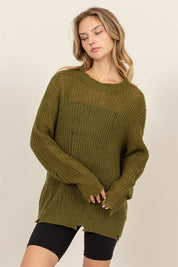 HYFVE Distressed Long Sleeve Knit Top. **FALL DEBUT SALE** on Simply Obsessed