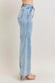 Judy Blue Full Size High Waist Wide Leg Jeans with Skewed Inseam Plus Size on Simply Obsessed