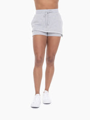 MONO B DOORBUSTER Asymmetrical Raw Hem Skort-HEATHER GREY on Simply Obsessed