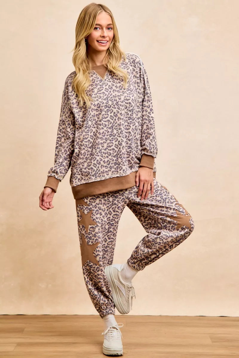 BiBi Leopard Printed French Terry Sweatshirt on Simply Obsessed