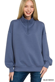 ZENANA Scuba Quarter-Zip Sweatshirt on Simply Obsessed