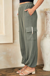 HAILEY & CO Textured Rib Cargo Pants on Simply Obsessed