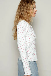 POL Floral V-Neck Long Sleeve T-Shirt on Simply Obsessed