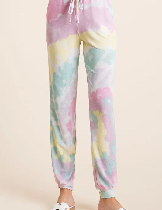 BiBi Tie Dye French Terry Casual Pants on Simply Obsessed