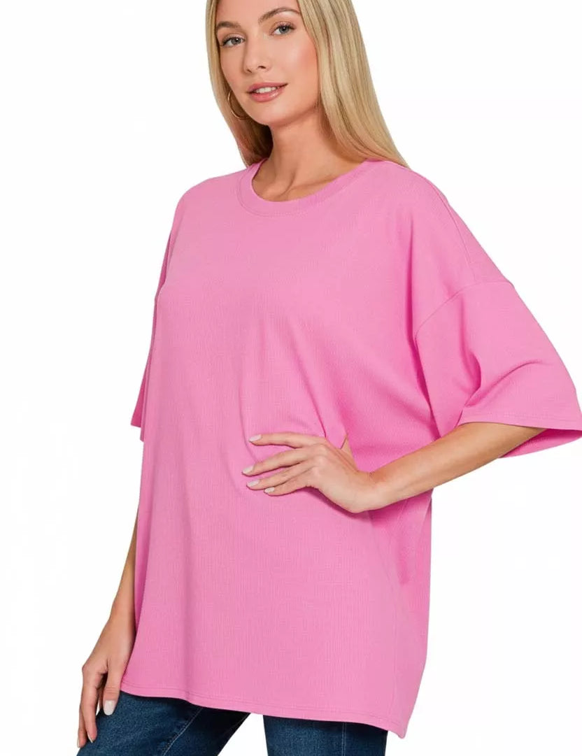 ZENANA Cotton Short Sleeve Oversized Tunic Tee on Simply Obsessed