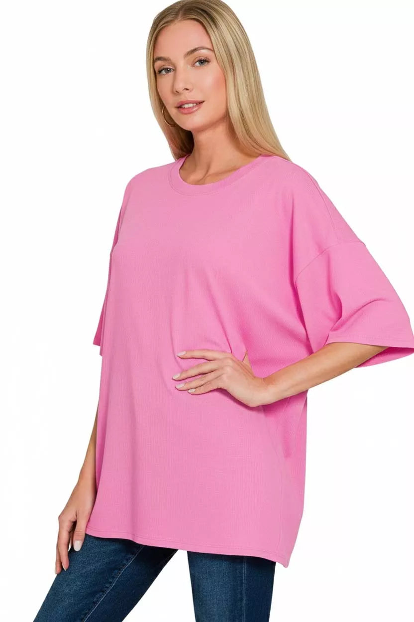 ZENANA Cotton Short Sleeve Oversized Tunic Tee on Simply Obsessed