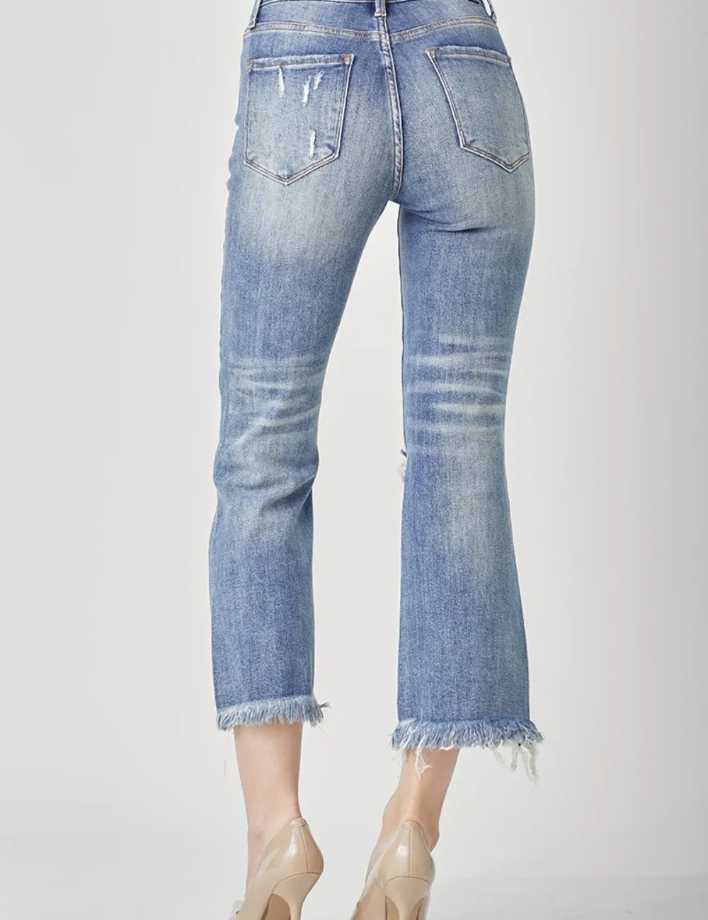 RISEN High Waist Distressed Cropped Bootcut Jeans on Simply Obsessed