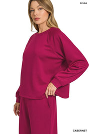 Zenana Scuba Crewneck Sweatshirt and Pants Set on Simply Obsessed