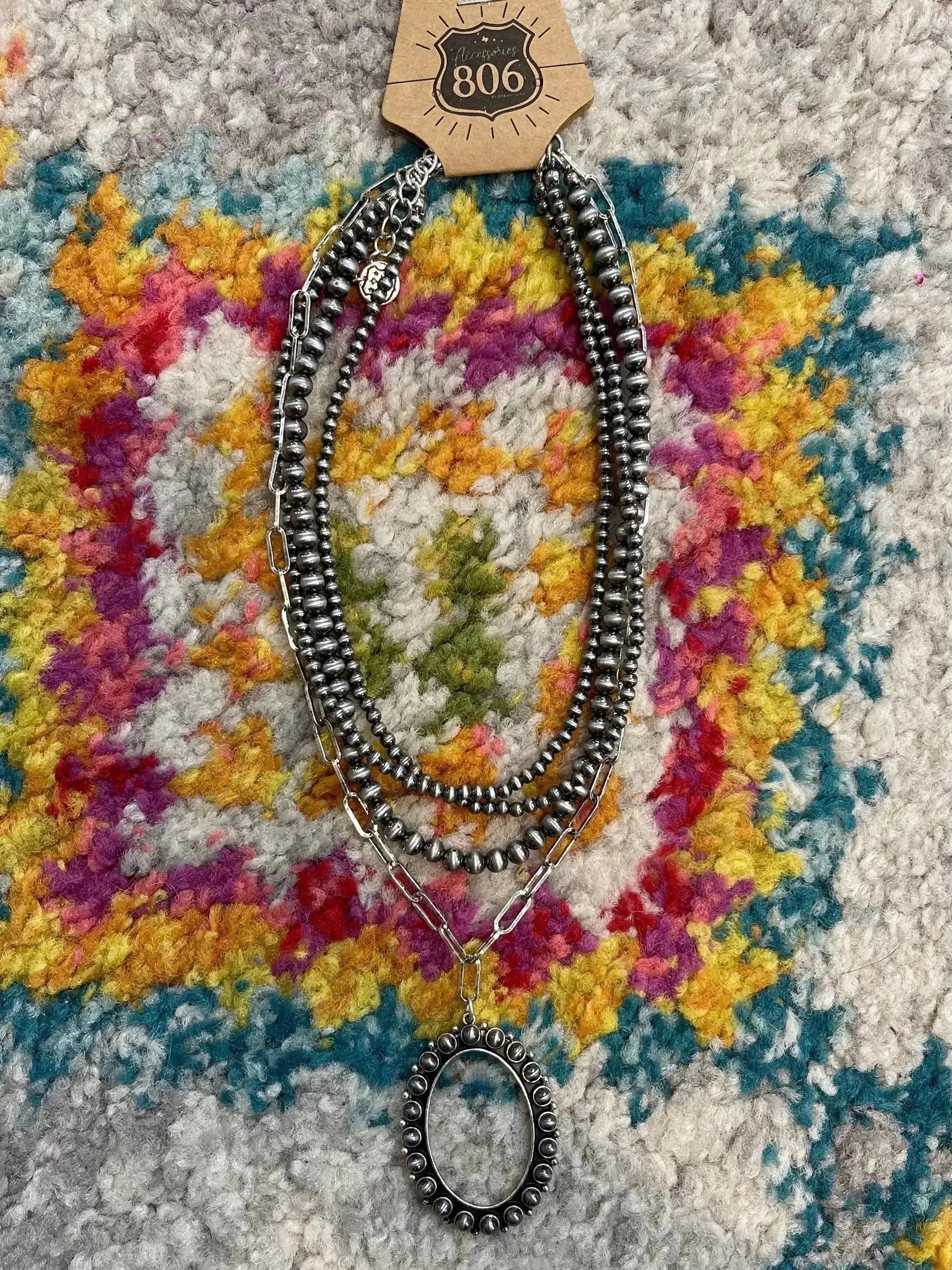 4-Strand Silver Beaded Necklace w/ Charm on Simply Obsessed
