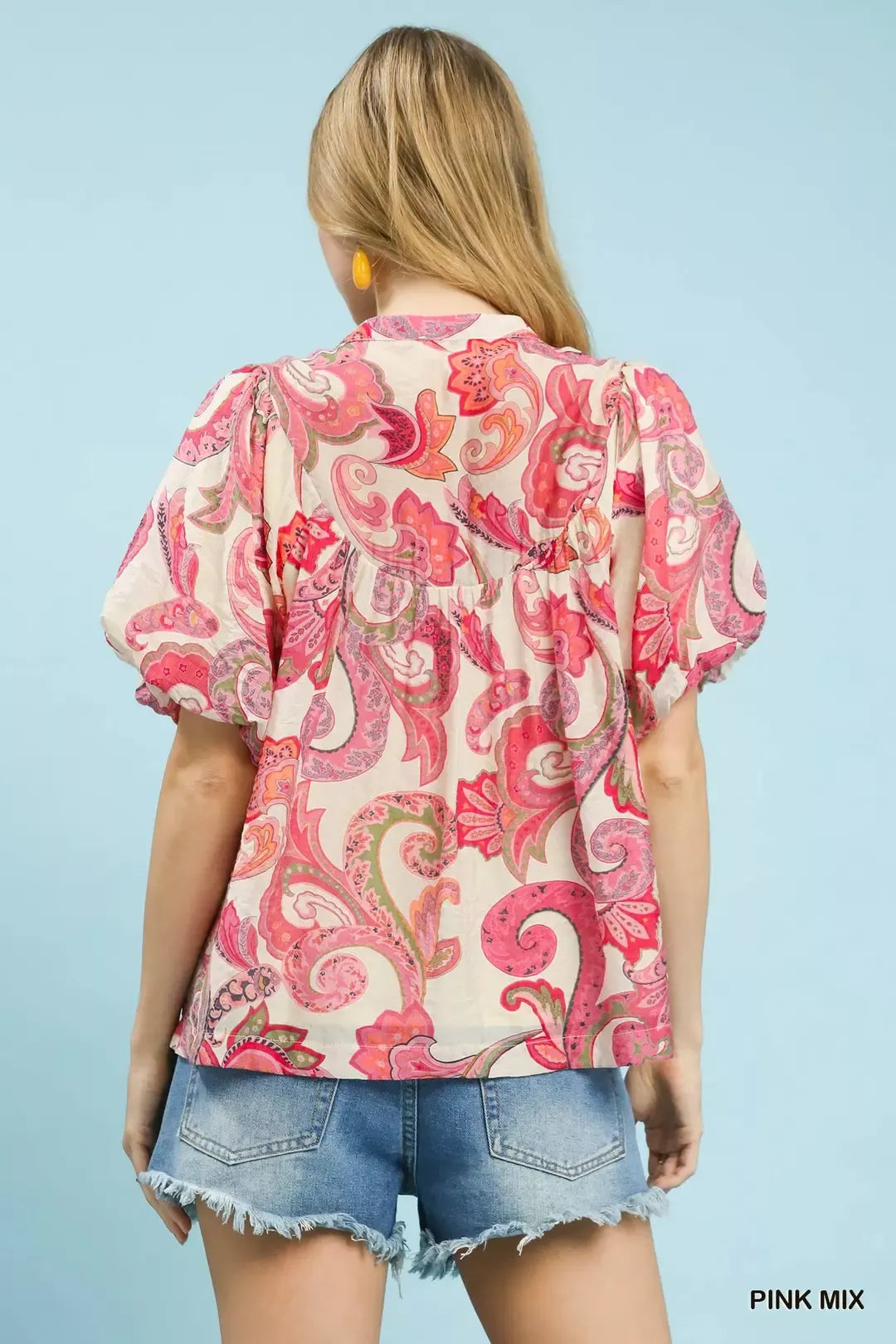UMGEE Mix Paisley Print Peasant Top with Tie Neck **DEBUT SALE** on Simply Obsessed