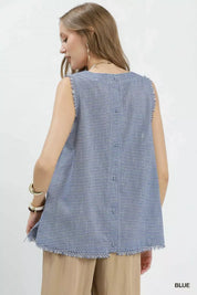 UMGEE Stripe Fringe Trim Sleeveless Top on Simply Obsessed