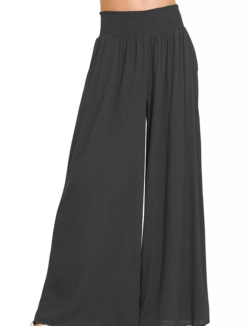 ZENANA Smocked Waistband Wide Leg Lounge Pants on Simply Obsessed
