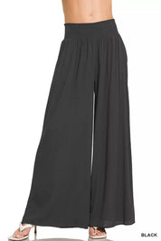 ZENANA Smocked Waistband Wide Leg Lounge Pants on Simply Obsessed