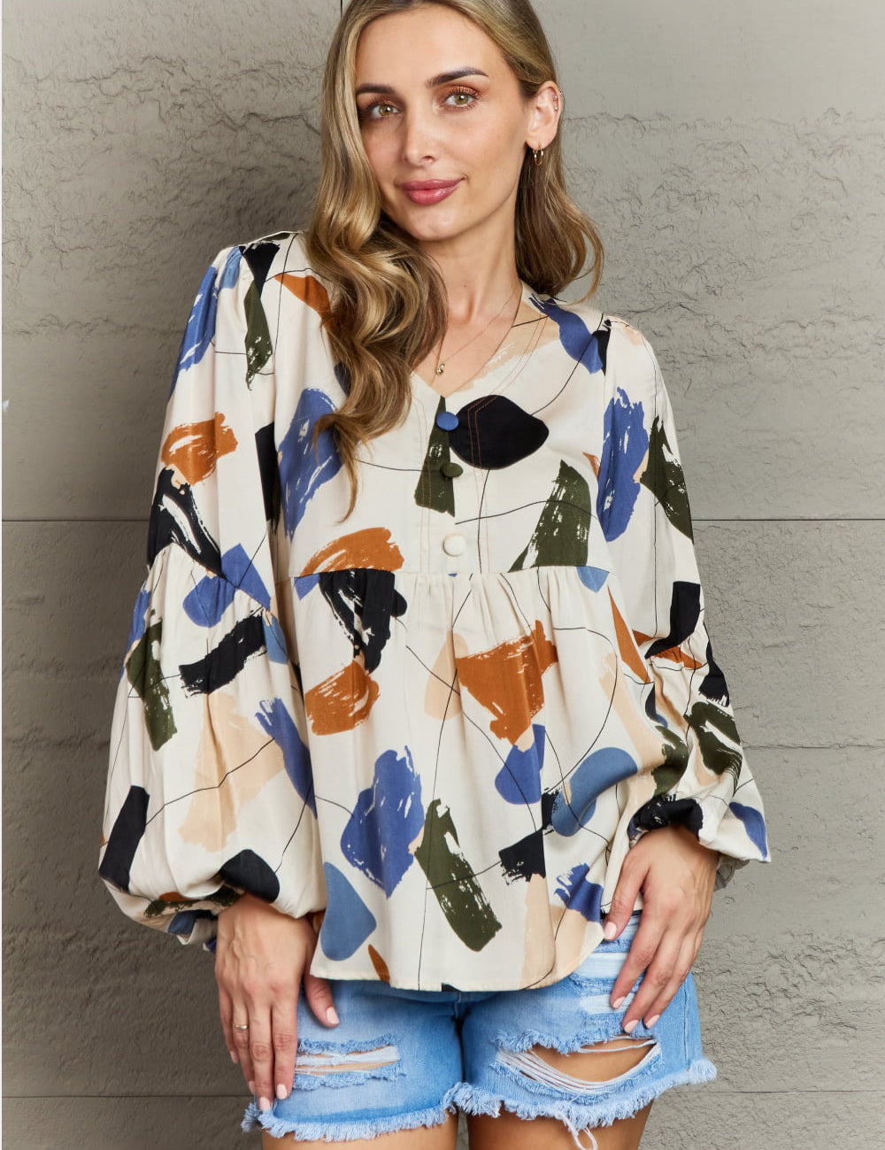 HAILEY & CO Wishful Thinking Multi Colored Printed Blouse **FALL DEBUT SALE** on Simply Obsessed