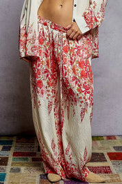 POL Floral Printed Woven Wide Leg Drawstring Pants on Simply Obsessed