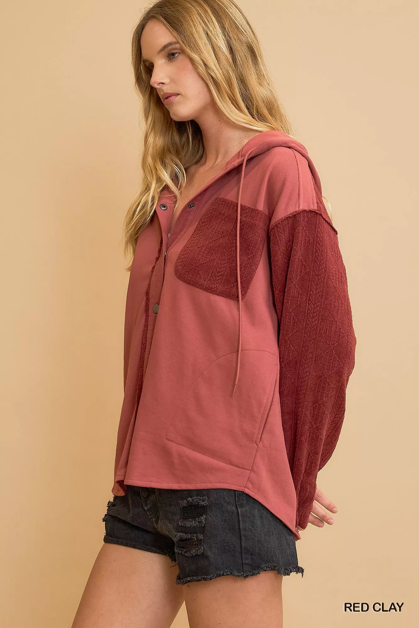 Umgee Washed French Terry Shacket on Simply Obsessed