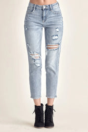 RISEN Distressed Slim Cropped Jeans on Simply Obsessed