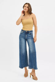 RISEN High Rise Crop Wide Leg Jeans with Step Hem on Simply Obsessed