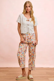 BIBI Washed Floral Printed Twill Barrel Pants **FALL DEBUT SALE** on Simply Obsessed