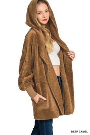 ZENANA Hooded Faux Fur Jacket with Pockets on Simply Obsessed